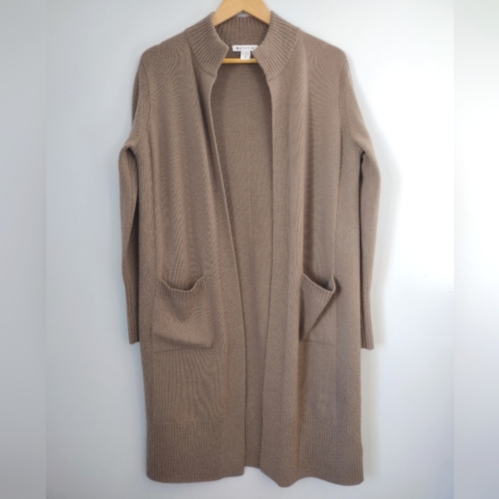 Athleta Spirit Merino & Cashmere Long Duster Cardigan Tan Taupe  color sweater‎